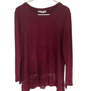 Potters Pot NEW size Large red tunic top lace long sleeve